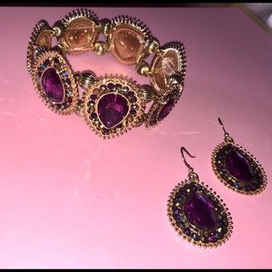 Colorful stone bracelet with matching earrings